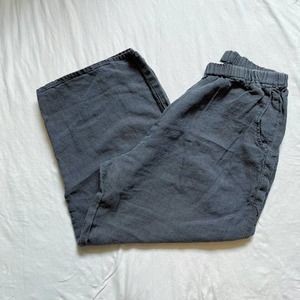 Flax Navy Blue LagenLook Linen Pull On Pants